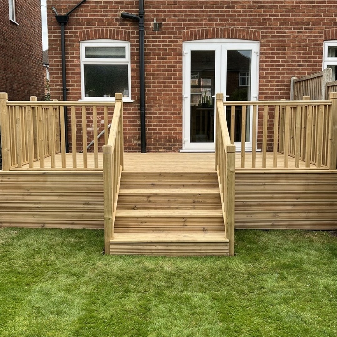 Timber decking with steps